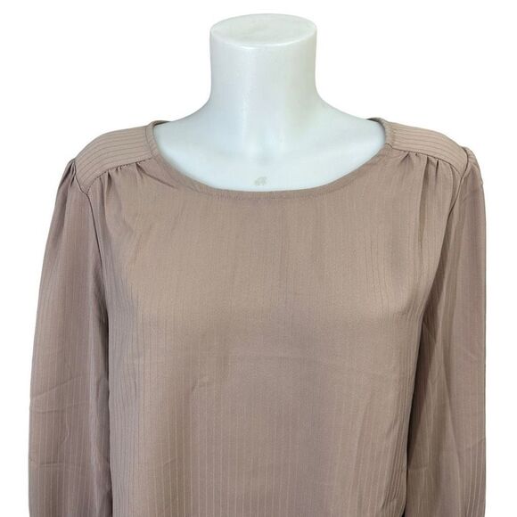 Adrianna Papell light brown puff long sleeve casual Blouse size Large - Picture 2 of 7
